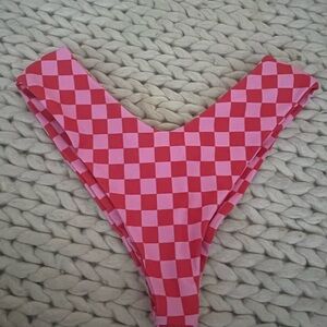 Skatie Pink and Red Checkered Bikini Bottom
